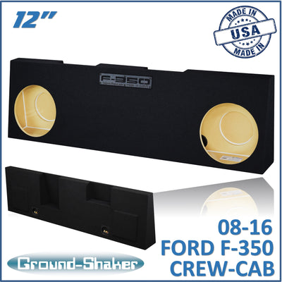 Ground Shaker GS-RF350212B dual 12 inch sealed subwoofer enclosure for 08-16 Ford F-350 Crew Cab, front view