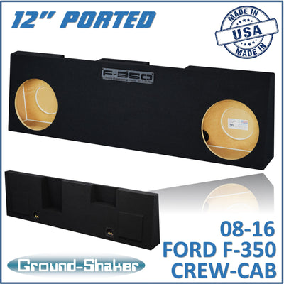 Ground Shaker GS-RF350P212B dual 12 inch ported subwoofer enclosure for 08-16 Ford F-350 Crew Cab, front view