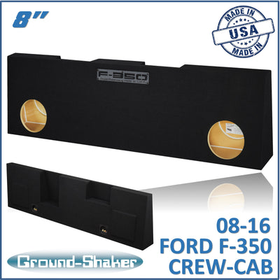 Ground Shaker GS-RF35028B dual 8 inch sealed subwoofer enclosure for 08-16 Ford F-350 Crew Cab, front view