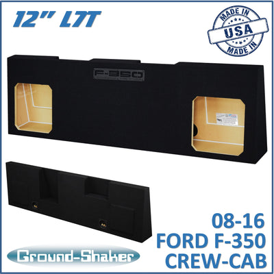 Ground Shaker dual 12 inch sealed Solo-Baric sub box for 08-16 Ford F-350 Crew Cab, front view