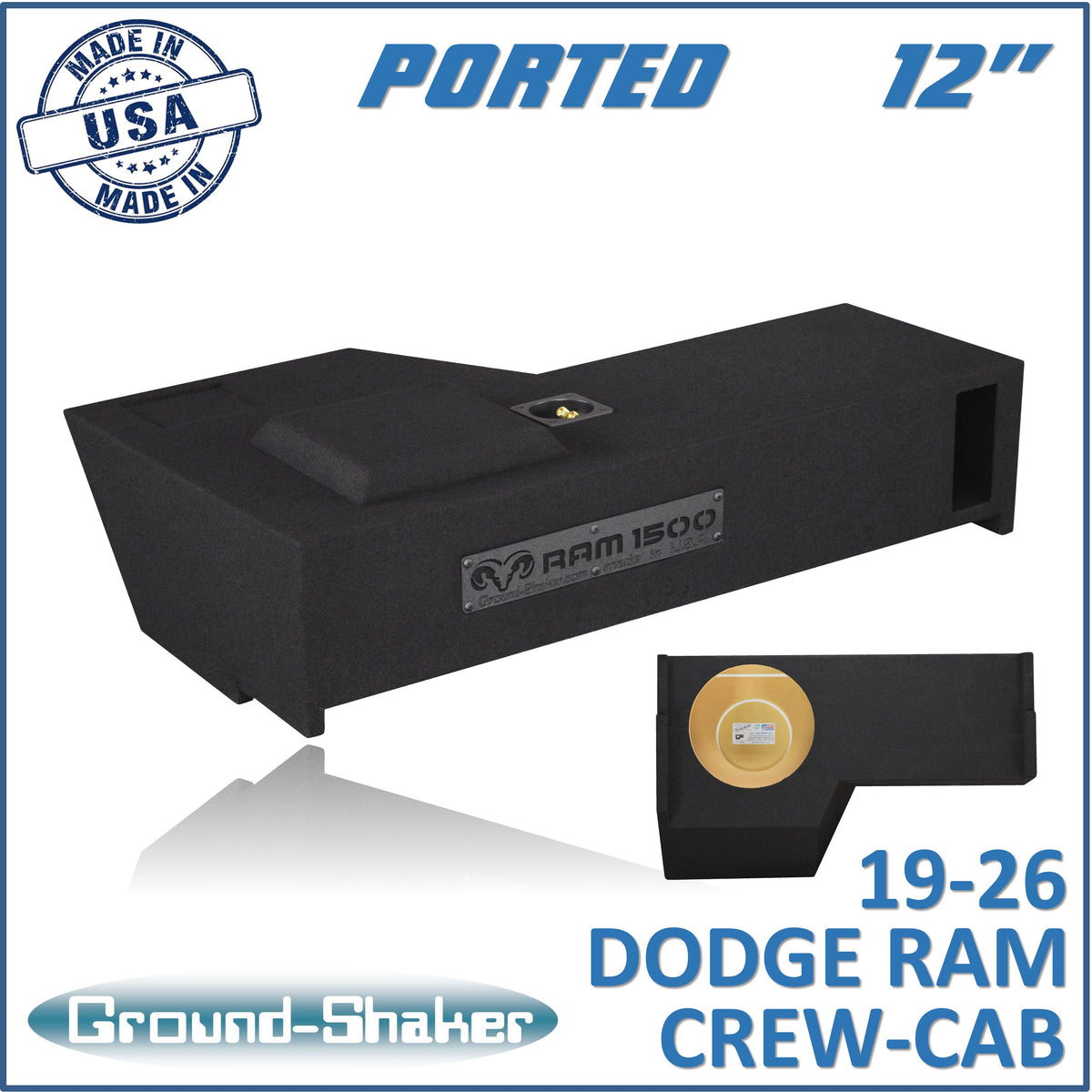 Ground Shaker GS-TDGP112B subwoofer enclosure for Fits 19–26 Dodge Ram 1500 Crew Cab