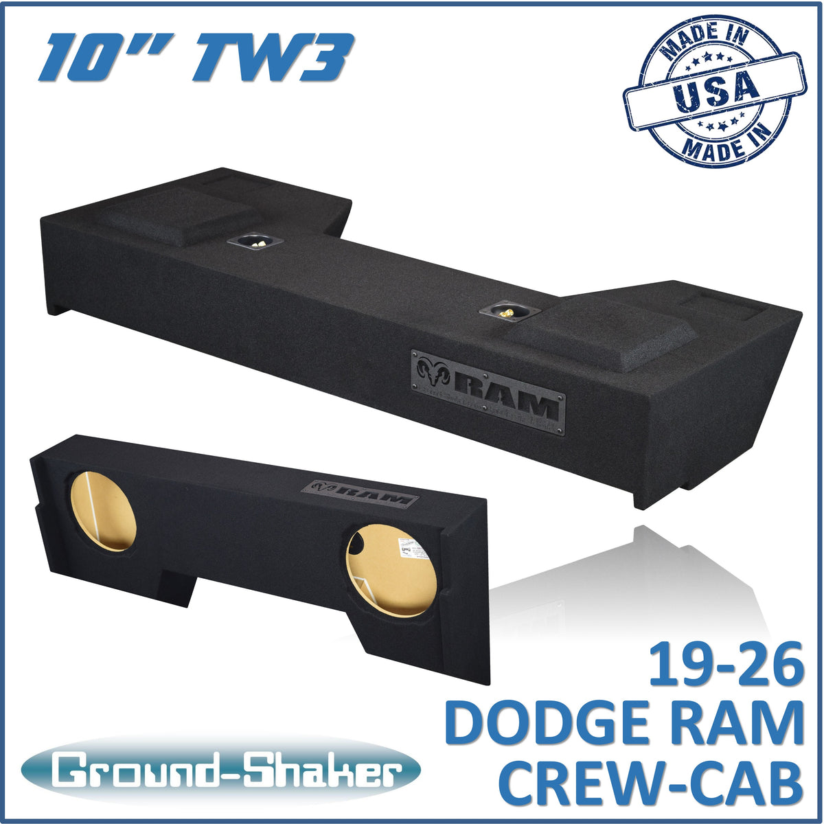 Ground Shaker GS-TDGTW3210B subwoofer enclosure for Fits 19–26 Dodge Ram 1500 Crew Cab