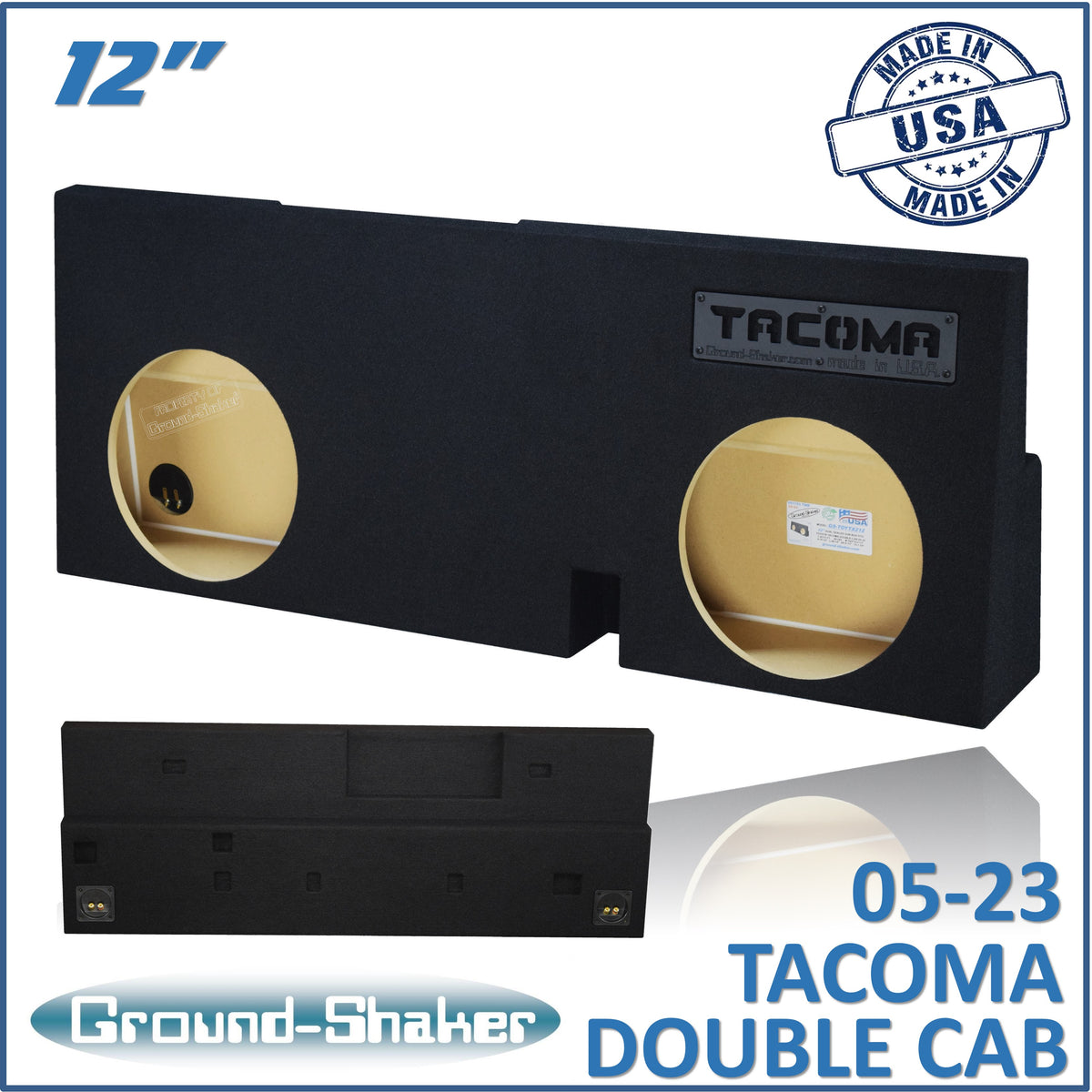 Ground Shaker GS-TOYTX212B subwoofer enclosure for Fits 05–23 Toyota Tacoma Double Cab