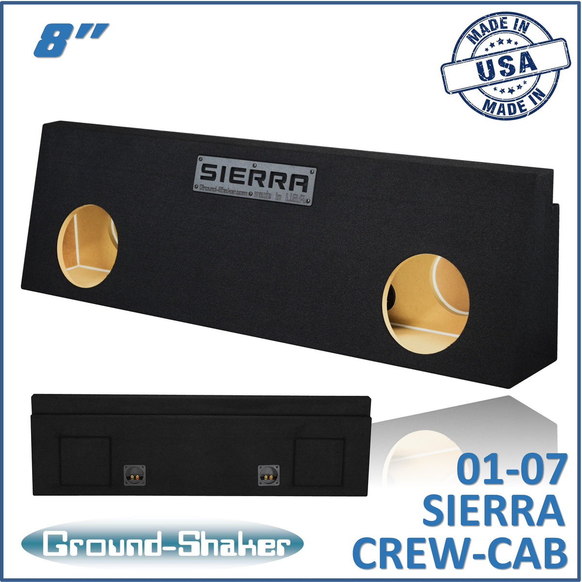 Ground Shaker GS-WGM28B subwoofer enclosure for Fits 01–07 GMC Sierra Crew Cab