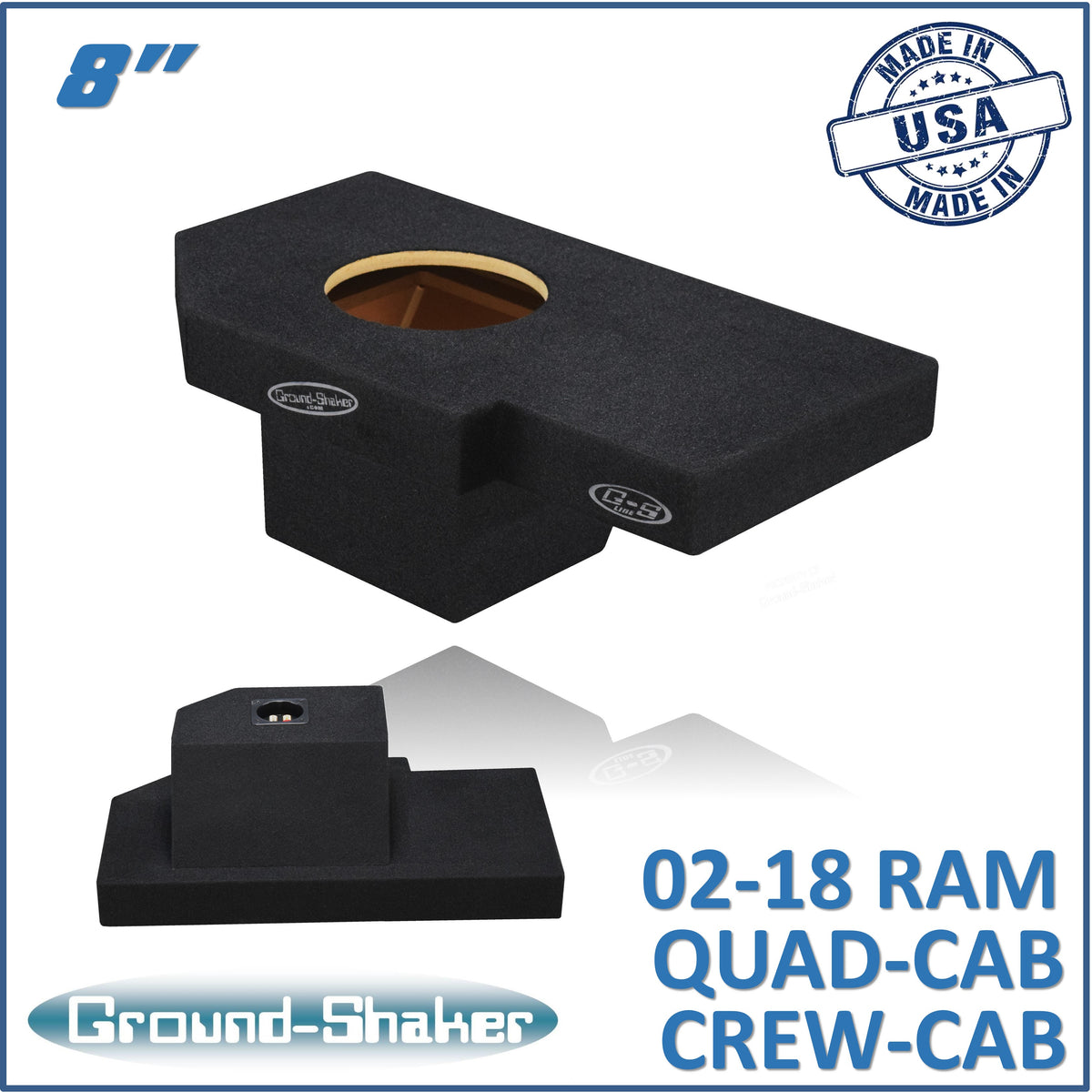 Ground Shaker GS-ZDG18B subwoofer enclosure for Fits 02–18 Dodge Ram 1500 Crew Cab & Quad Cab