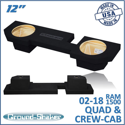 Ground Shaker GS-ZDG1500212B subwoofer enclosure for Fits 02–18 Dodge Ram 1500 Crew Cab & Quad Cab
