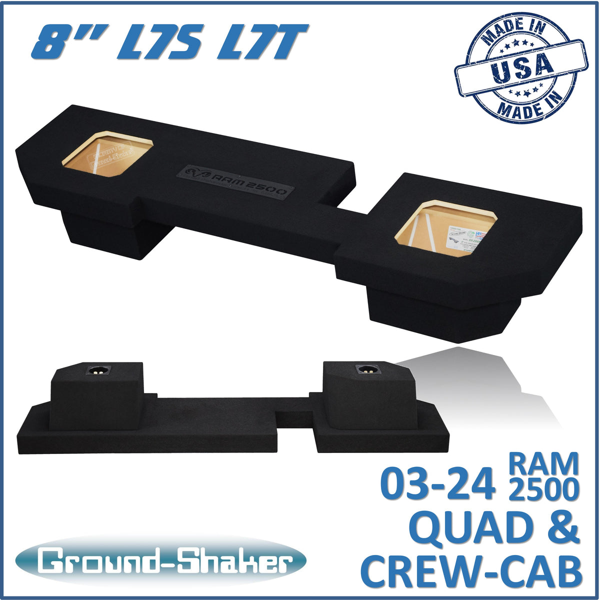 Ground Shaker GS-ZDG2500KK28B subwoofer enclosure for Fits 03–24 Dodge Ram 2500/3500 Crew Cab & Quad Cab