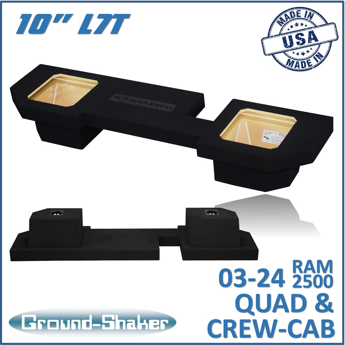 Ground Shaker GS-ZDG2500L7T210B subwoofer enclosure for Fits 03–24 Dodge Ram 2500/3500 Crew Cab & Quad Cab
