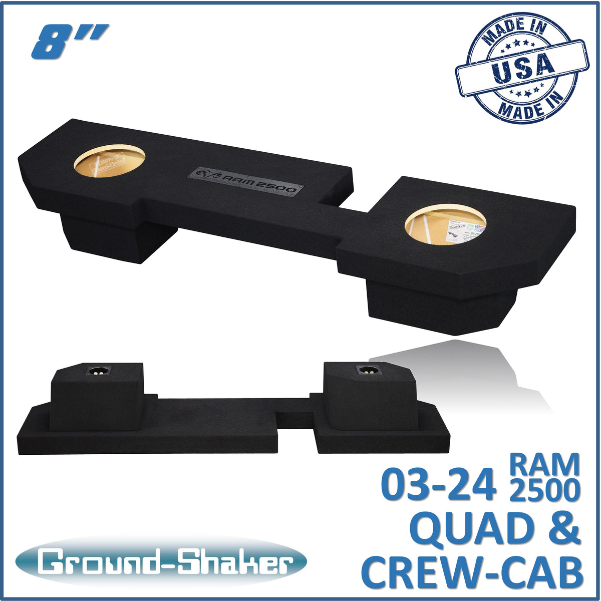 Ground Shaker GS-ZDG250028B subwoofer enclosure for Fits 03–24 Dodge Ram 2500/3500 Crew Cab & Quad Cab