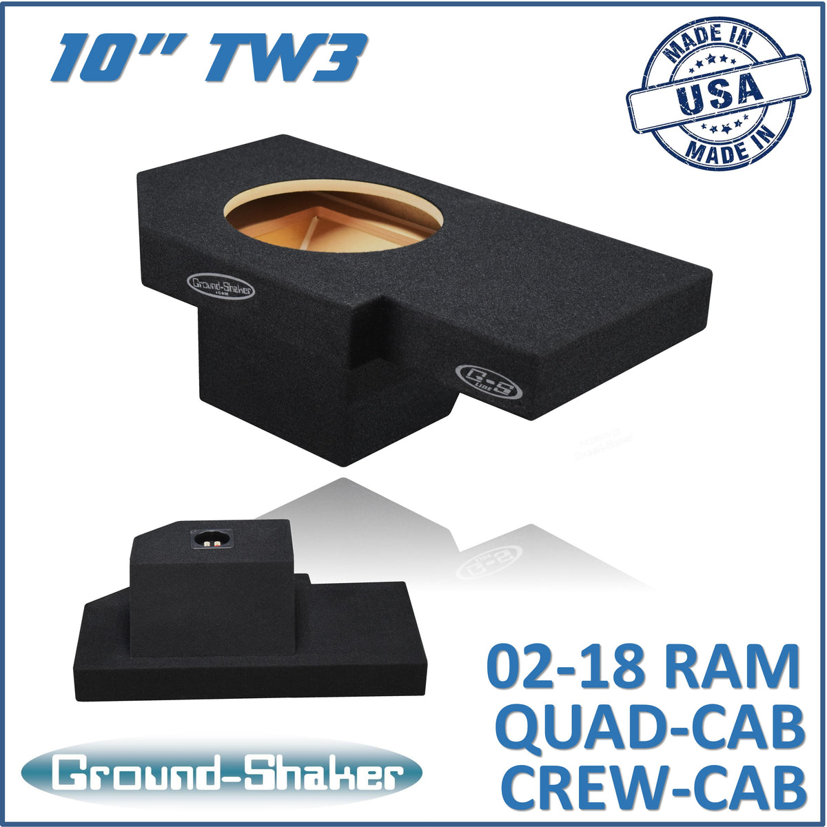Ground Shaker GS-ZDGTW3110B subwoofer enclosure for Fits 02–18 Dodge Ram 1500 Crew Cab & Quad Cab