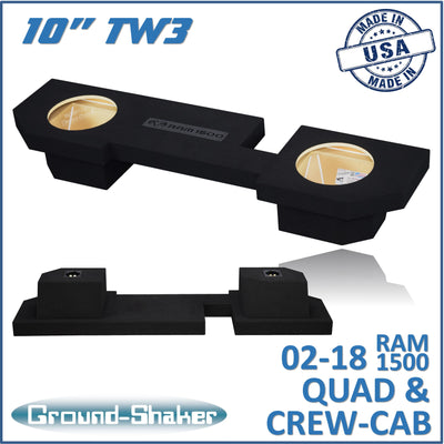 Ground Shaker GS-ZDG1500TW3210B subwoofer enclosure for Fits 02–18 Dodge Ram 1500 Crew Cab & Quad Cab