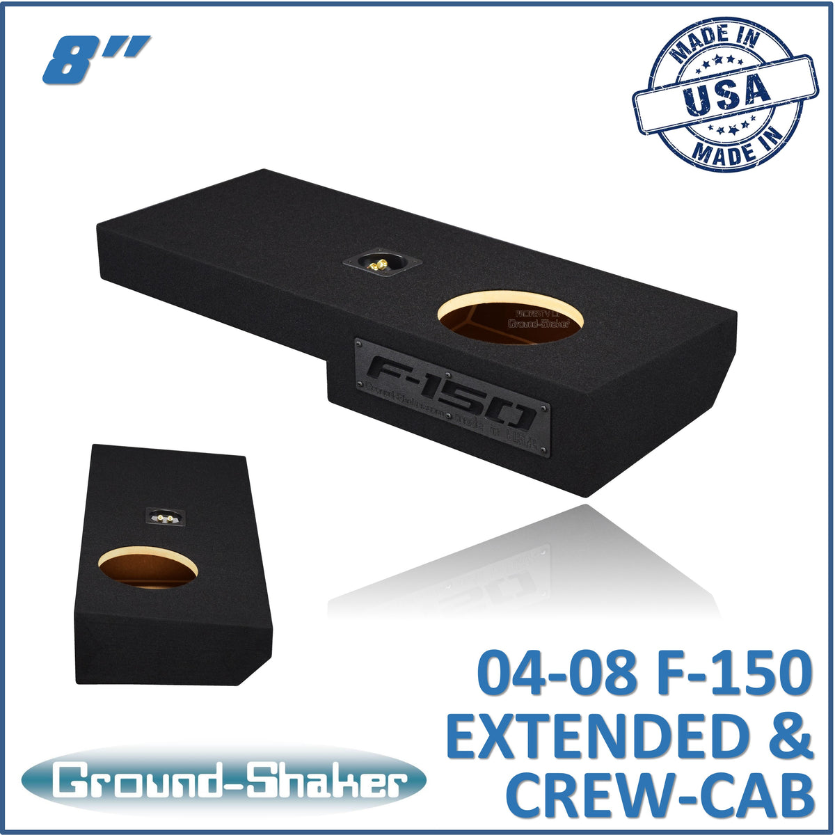 Ground Shaker GS-ZF15018B single 8 inch sealed subwoofer enclosure for 04-08 Ford F-150 Extended and Crew Cab