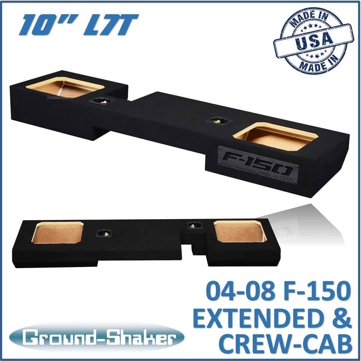 Ground Shaker GS-ZF150L7T210B dual 10-inch sealed L7T subwoofer enclosure with square cutouts for Ford F-150 extended and crew cab